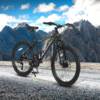 Durable mountain bike S24102 against a scenic mountain backdrop ideal for boys and girls outdoor adventures.