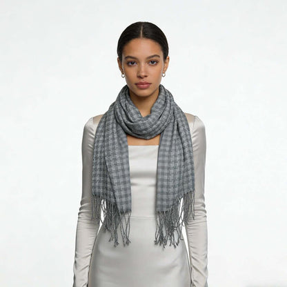 fashionable scarf 2pcs Deep Fringe Grey Acrylic Scarf