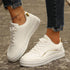 white casual shoes for women Lace-up White Flats Shoes Gold