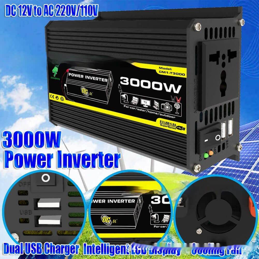 high efficiency solar inverter 12V To 220V110V3000W Black Style 110V 300w