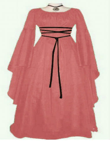 Halloween Long Sleeve Round Collar Belt Irregular Ladies Dress Halloween Witch Costume Pink 3XL