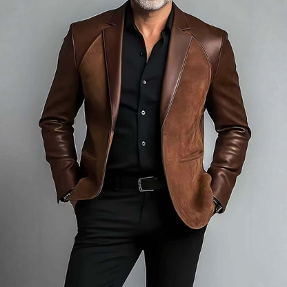 Stylish Suit-collar Coat For Middle-aged Dads Brown