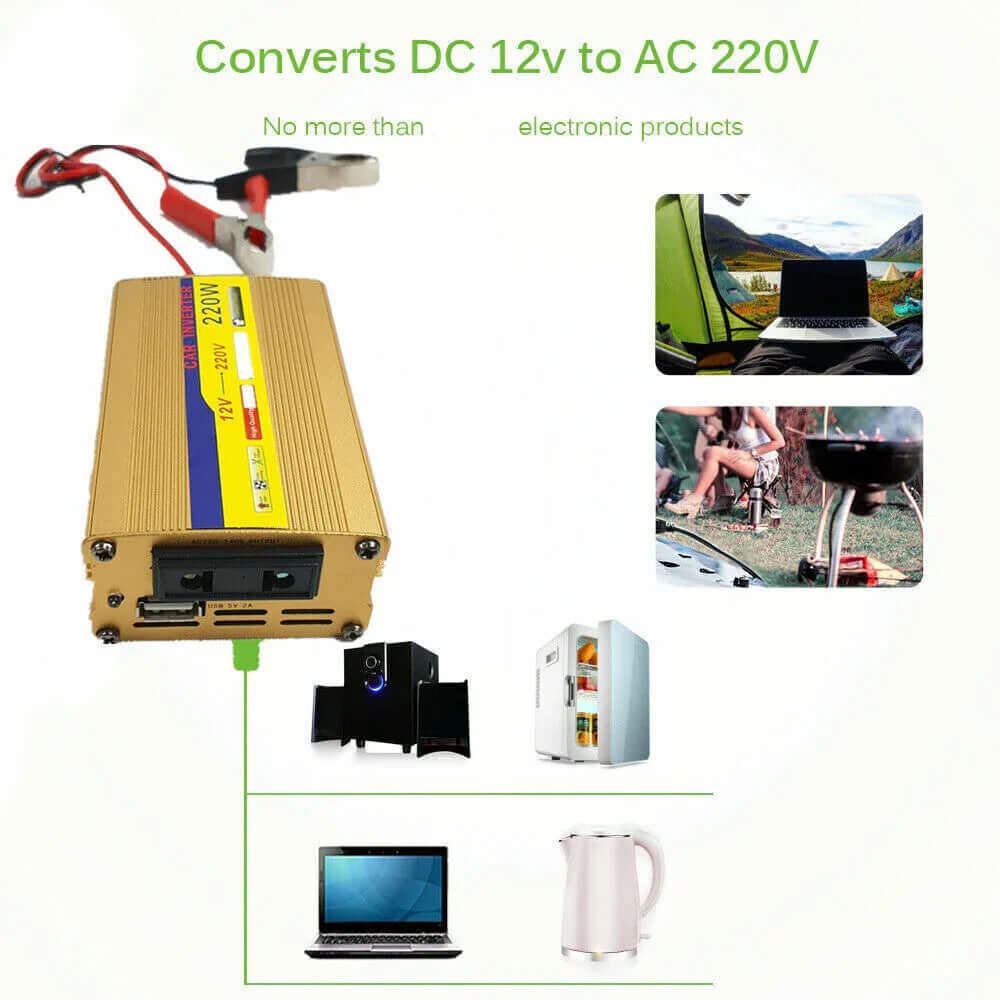 220W Inverter100W Solar Panel Kit USB Battery Charger Convert