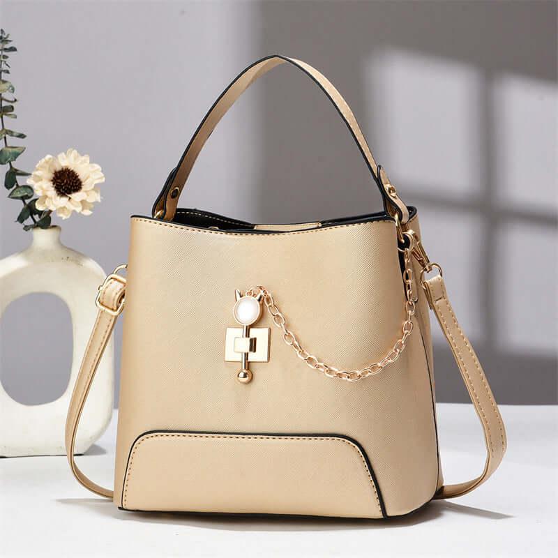 designer handbag for women Classy Bucket Bag rose gold