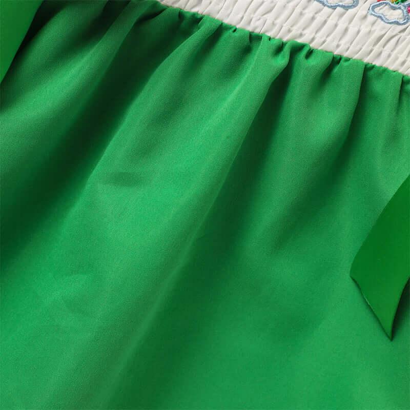 toddler dress with bow Ruffle Sleeve Dress Rainbow Embroidery