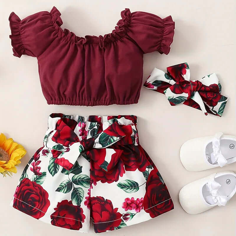 3pcs Summer Baby Outfit Set Short Sleeve