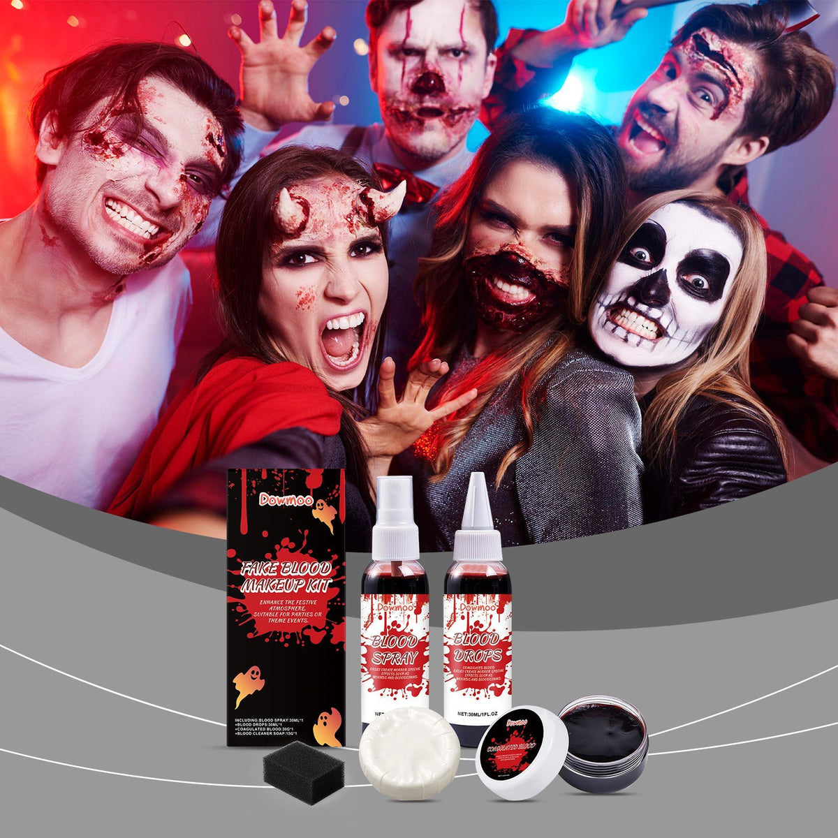 DOWMOO Halloween Fake Blood Makeup Set, 1 Set