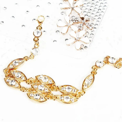 Noble Burnished Gold Bling Rhinestone Bracelet