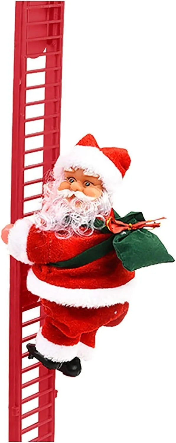 Christmas Electric Climbing Santa with Music &amp; LED Light, Electric Climbing Ladder Santa Claus Doll for Xmas Tree Decorations Hanging Christmas Ornaments Tree Decor Holiday Party Gift Christmas