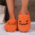 Cute Halloween Pumpkin Slippers Winter Warm Plush Bedroom Floor Home Slippers Casual Slip On Comfortable Cozy Indoor House Shoes Orange