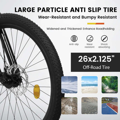 Unisex Mountain Bike 26 Inch Steel Frame 21-speed Unisex Mountain Bike