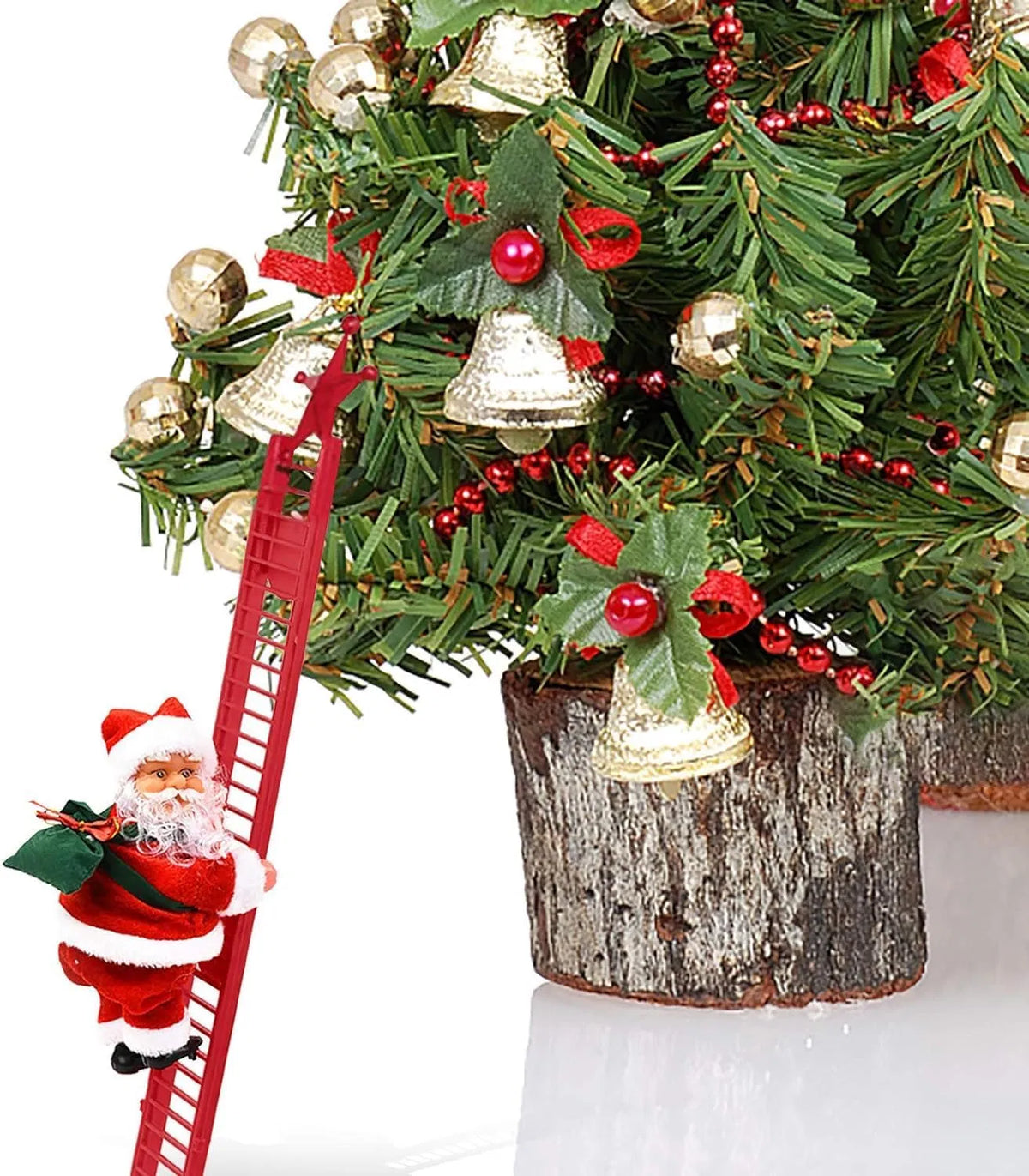 Christmas Electric Climbing Santa with Music &amp; LED Light, Electric Climbing Ladder Santa Claus Doll for Xmas Tree Decorations Hanging Christmas Ornaments Tree Decor Holiday Party Gift Christmas