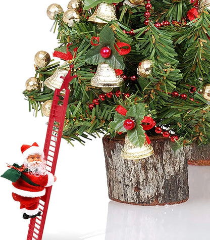 Christmas Electric Climbing Santa with Music &amp; LED Light, Electric Climbing Ladder Santa Claus Doll for Xmas Tree Decorations Hanging Christmas Ornaments Tree Decor Holiday Party Gift Christmas
