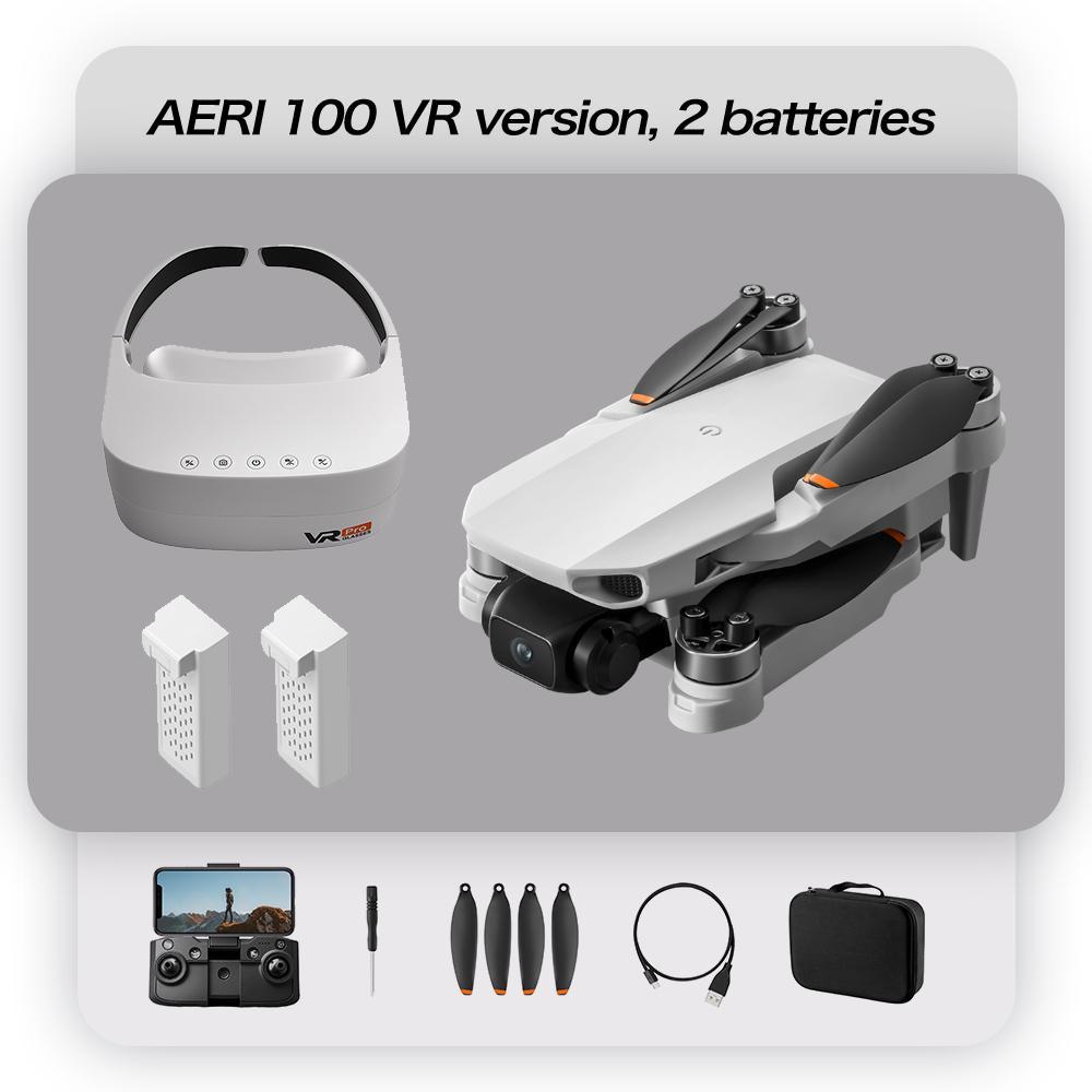 AERI 1 0 0 Foldable Drone With VR Goggles, First-Person View Flight, Brushless Motors, Optical Flow Hovering, Dual HD Cameras, Wi-Fi App Control, Lightweight 136g Quadcopter 2 BATTERIES
