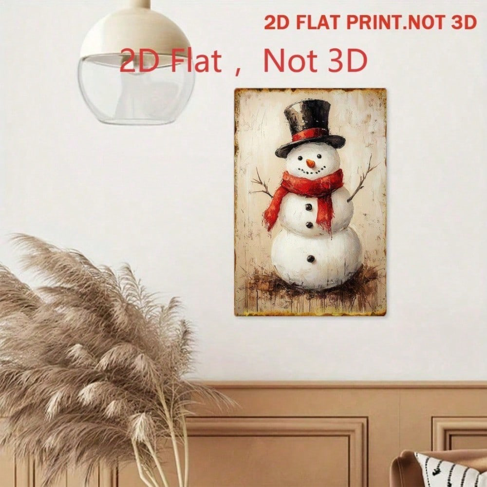 CIFbuy Vintage Oil Painting Style Christmas Snowman Tin Sign, Tin Sign, Retro Art 8x12 Decor IkChristmas Y