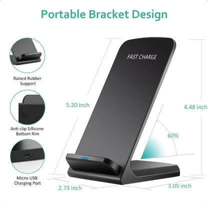 Qi Wireless Fast Charger Charging Pad Stand Dock Black