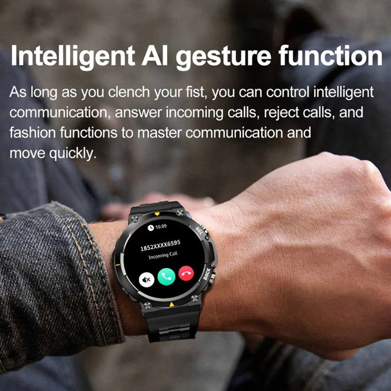 Smart Watch MAX18 features intelligent AI gesture function for seamless communication and call management.