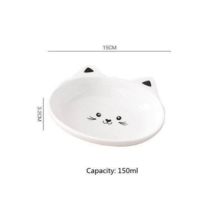 ceramic cat bowl Small Cat Face Shape Pet Food Bowl Black bowl