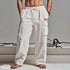 American-style Mens Cotton-linen Four-season Thin Breathable Workwear With Multiple Pockets White