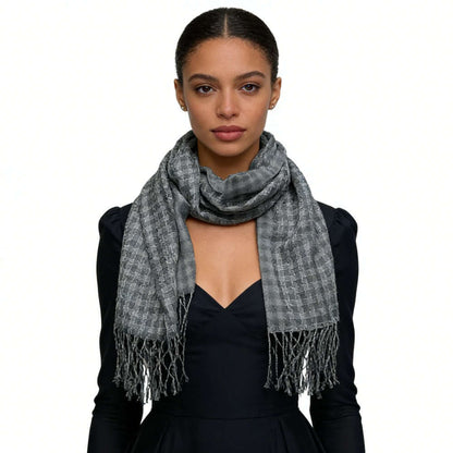 fashionable scarf 2pcs Deep Fringe Grey Acrylic Scarf