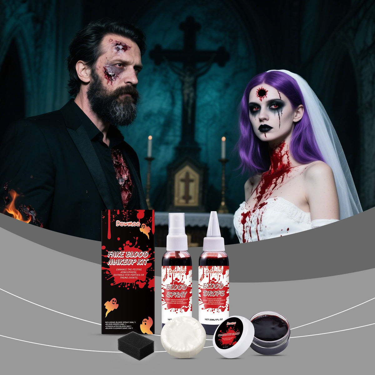 DOWMOO Halloween Fake Blood Makeup Set, 1 Set