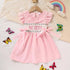 toddler girl dress with bow Pink Ruffle Sleeve Dress Pink